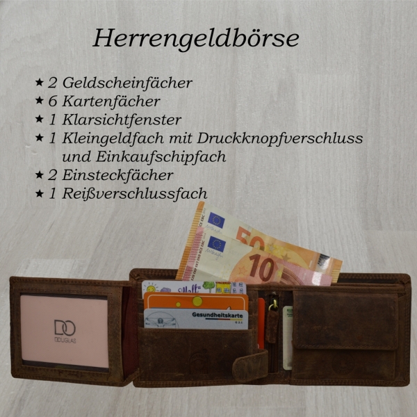 Voll Leder Herren Geldbörse mit Prägung Truck (braun)
